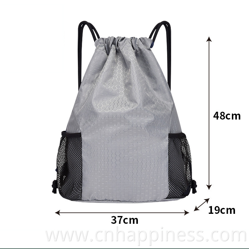 Custom Waterproof Travel Polyester Nylon Fabric Drawstring Pouch Bag Gym Sports Shoe Storage Organizer Men Drawstring Backpack